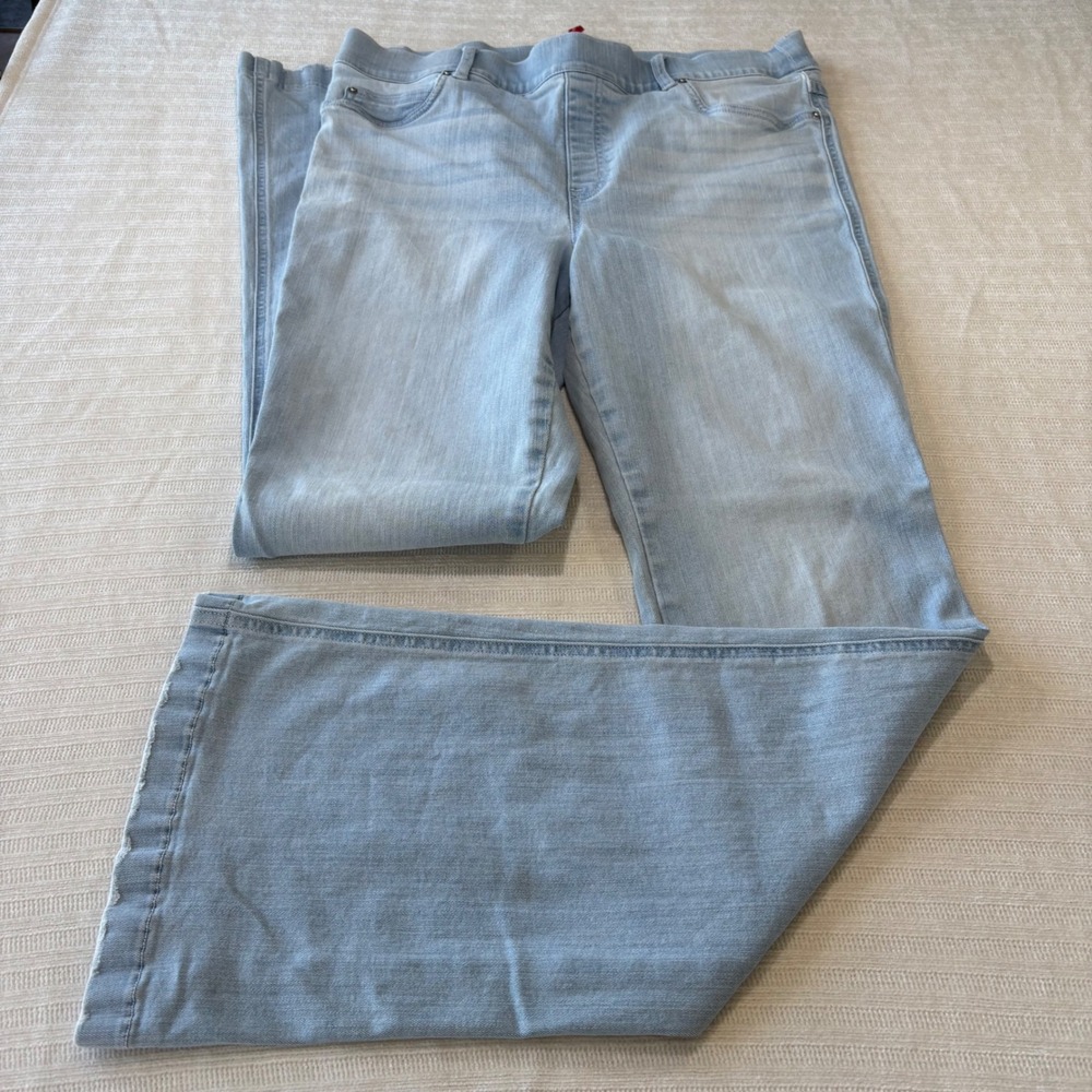 Spanx Flare Jeans Light Wash Blue High Rise Pull On Stretch Denim XL 20348R